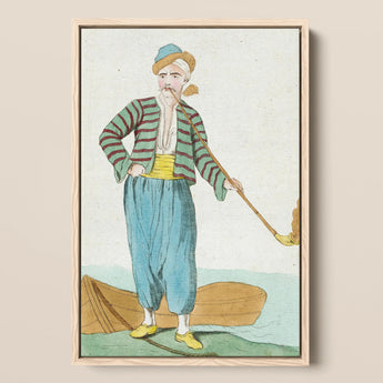 Costume Plate (homme De L’isle Naxia) - Jacques Grasset Saint Sauveur Art Print / Canvas, 12x18’’ / 31x46cm / Natural Frame, Posters Prints