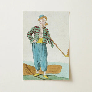 Costume Plate (homme De L’isle Naxia) - Jacques Grasset Saint Sauveur Art Print / Canvas Vintage-style Illustrated Postcard Man Traditional