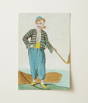 Vintage-style Illustrated Postcard Man Traditional Attire Green Red Jacques Grasset, Costume Plate, Saint-sauveur’s, Encyclopédie Des