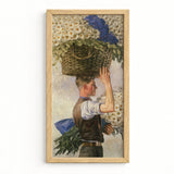 Framed Painting Man Woven Basket White Daisies Blue Ranken’s Covent Garden, William Bruce Ellis Ranken, Blossoming Fever Dream