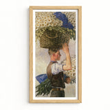Framed Artwork Man Woven Basket White Blue Daisies Ranken’s Covent Garden, William Bruce Ellis Ranken, Blossoming Fever Dream