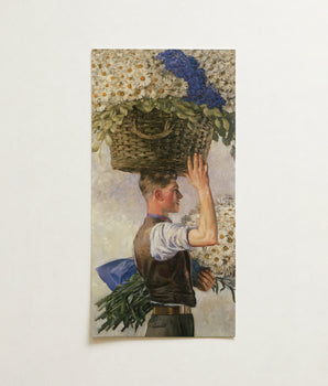 Woven Wicker Basket White Daisies Cluster Deep Blue Ranken’s Covent Garden, William Bruce Ellis Ranken, Blossoming Fever Dream