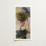 Rectangular Framed Print Vintage-style Illustration Man Woven Basket Ranken’s Covent Garden, William Bruce Ellis Ranken, Blossoming Fever