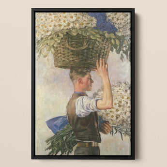 Covent Garden William Bruce Ellis Ranken Framed Canvas, Framed Painting Person Basket Daisies Head