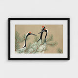 Cranes from Momoyogusa - Kamisaka Sekka Art Print / Canvas Black-framed Artwork Traditional-style Illustration Three Red-crowned Amidst,