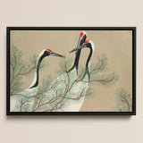 Cranes from Momoyogusa - Kamisaka Sekka Art Print / Canvas, Kamisaka Sekka, Nihonga Artistry Meets Rinpa Elegance, Japanese Aesthetic Bliss