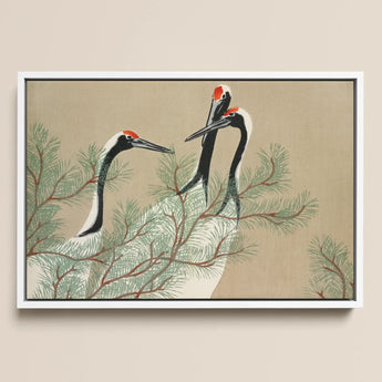 Cranes from Momoyogusa - Kamisaka Sekka Art Print / Canvas, Kamisaka Sekka, Nihonga Artistry Meets Rinpa Elegance, Japanese Aesthetic Bliss