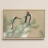 Cranes from Momoyogusa - Kamisaka Sekka Art Print / Canvas, Kamisaka Sekka, Nihonga Artistry Meets Rinpa Elegance, Japanese Aesthetic Bliss