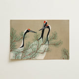 Cranes from Momoyogusa - Kamisaka Sekka Art Print / Canvas, Kamisaka Sekka, Nihonga Artistry Meets Rinpa Elegance, Japanese Aesthetic Bliss