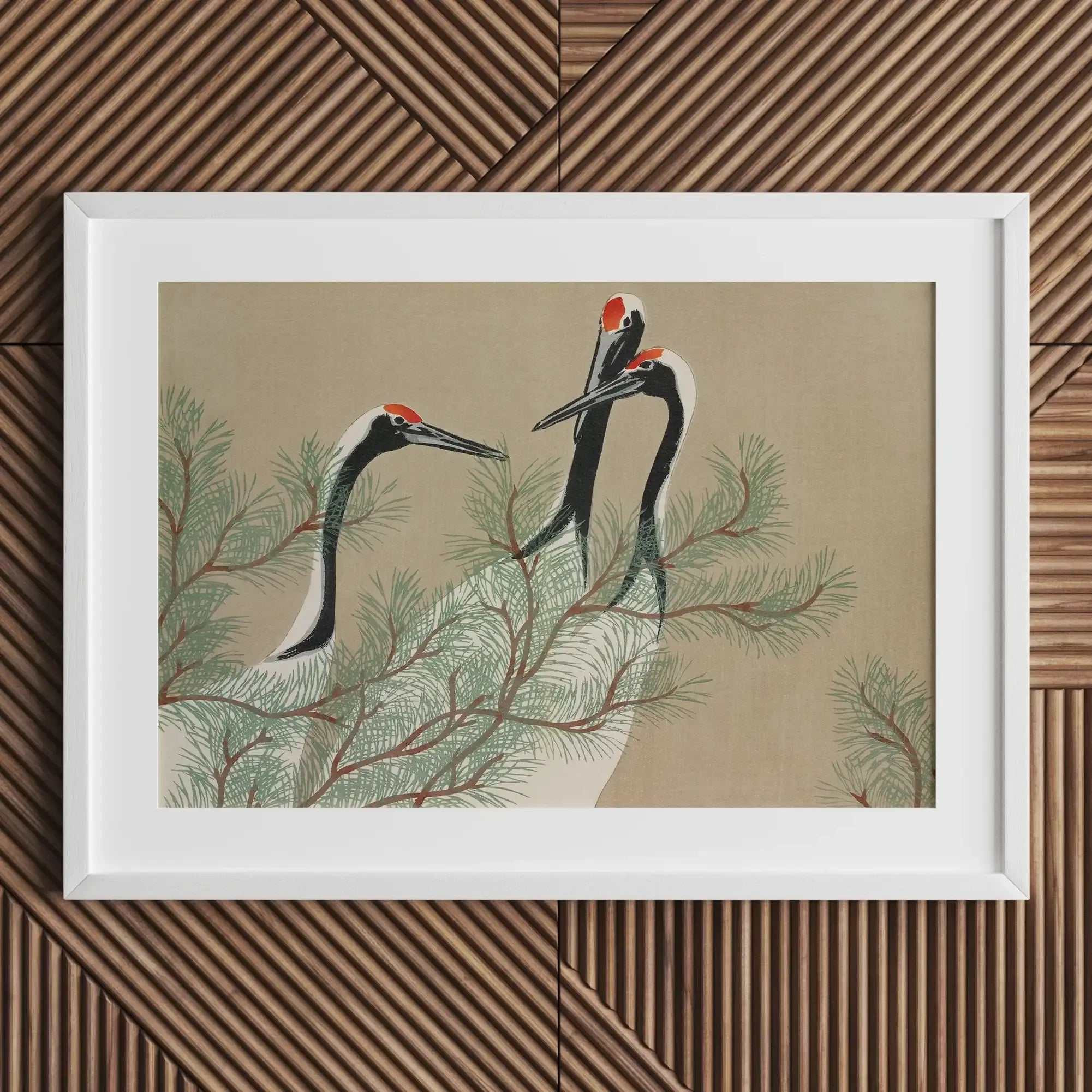 Cranes from Momoyogusa - Kamisaka Sekka Fine Art Print - Posters Prints & Visual Artwork - Aesthetic Art