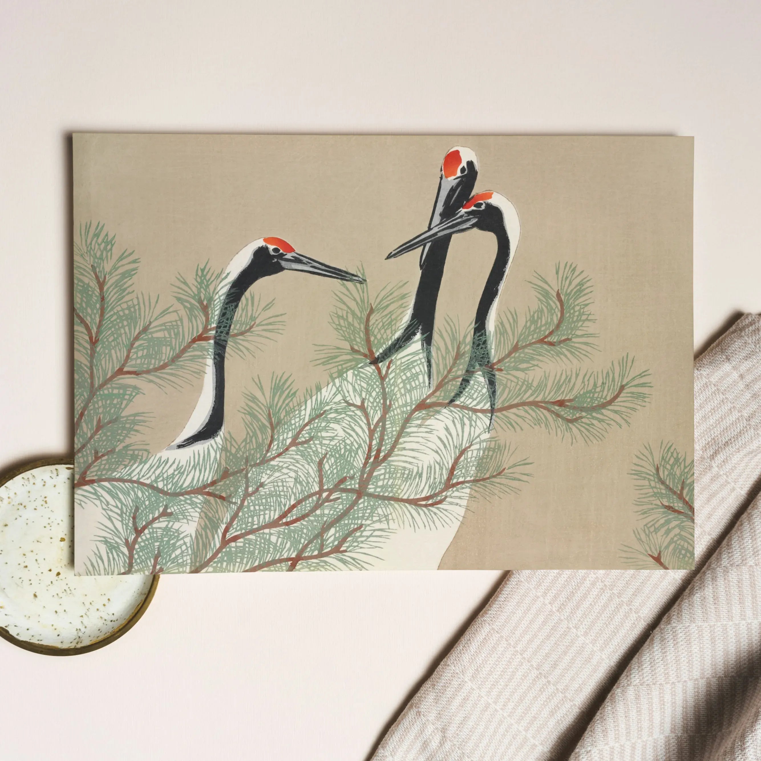 Cranes From Momoyogusa - Kamisaka Sekka Greeting Card - Greeting & Note Cards - Aesthetic Art