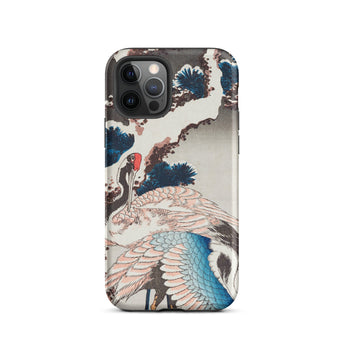 Cranes on a Snowy Tree - Hokusai Iphone Case, 12 Pro / Matte, Smartphone Case Japanese-style Painting Two Cranes Pine Trees