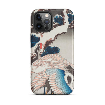 Cranes on a Snowy Tree - Hokusai Iphone Case, 12 Pro Max / Matte, Iphone Case Japanese-style Painting Two Cranes Pine Trees