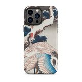 Cranes on a Snowy Tree - Hokusai Iphone Case, 13 Pro Max / Matte, Iphone Case Japanese Crane Pine Tree Art Print