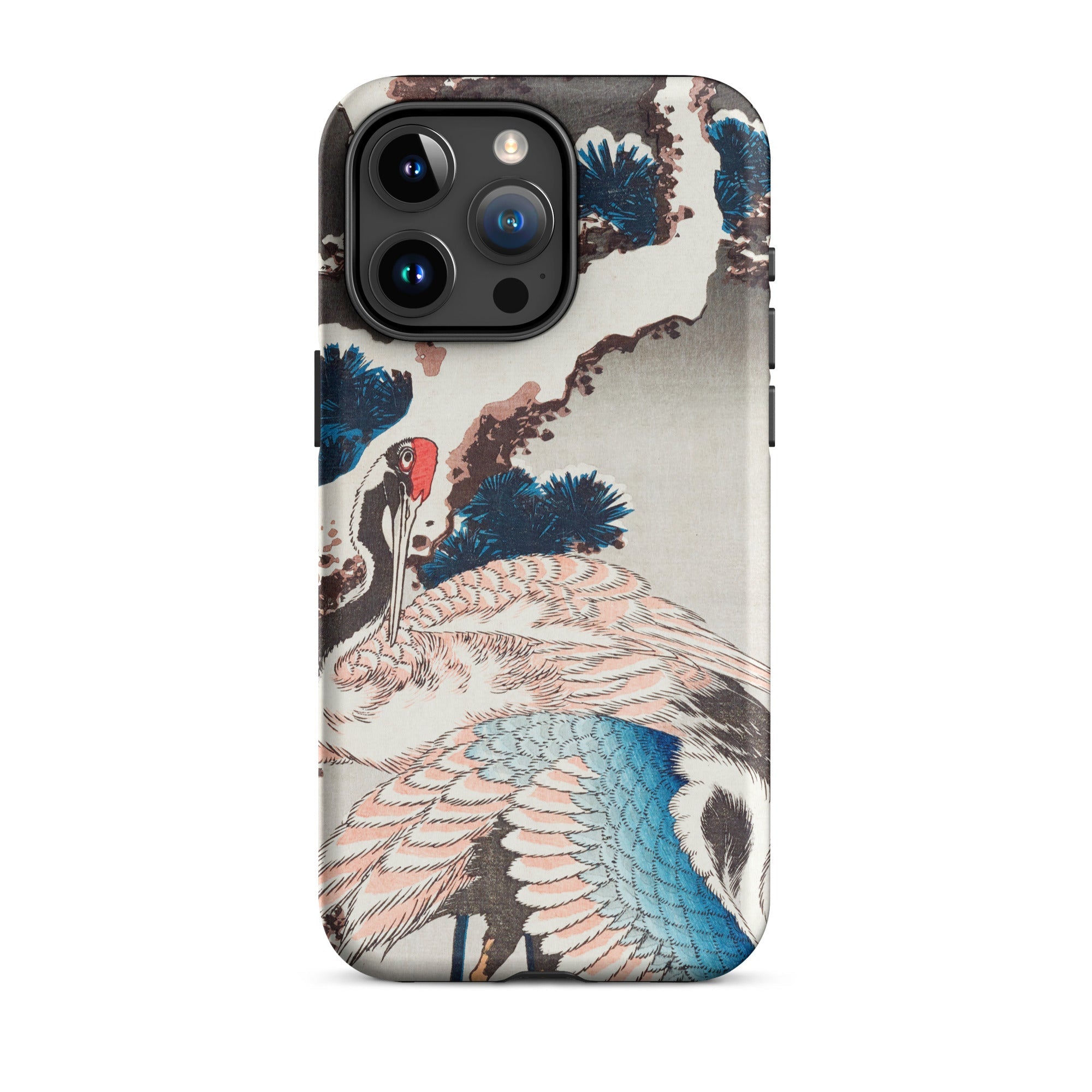 Cranes on a Snowy Tree Hokusai Iphone Case, 15 Pro Max / Matte, Smartphone Nature Themed Protective Case