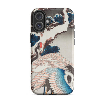 Cranes on a Snowy Tree - Hokusai Iphone Case, 16 Plus / Matte, Smartphone Case Japanese Crane Art Design