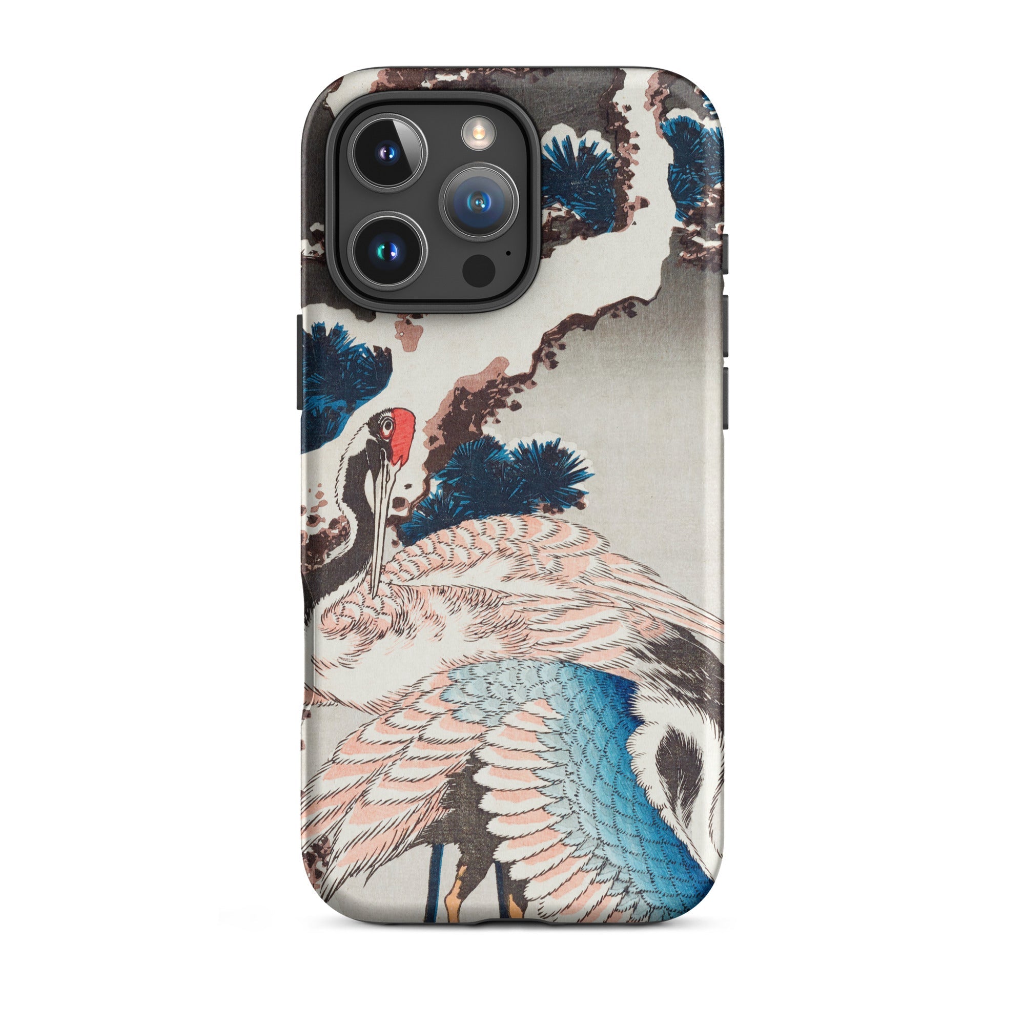 Cranes on a Snowy Tree Hokusai Iphone Case, 16 Pro Max / Matte, Smartphone Case Japanese Style Painting Two Cranes