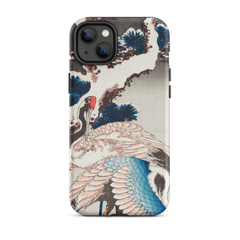 Cranes on a Snowy Tree - Hokusai Phone Case Iphone 14 Plus / Matte Iphone 13 Case Japanese Crane Pine Tree Hokusai Case, Feathers Ripple,