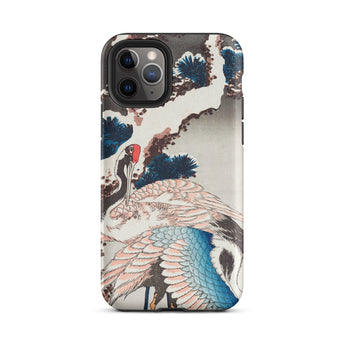 Cranes on a Snowy Tree - Hokusai Phone Case Iphone 11 Pro / Matte White Smartphone Case Colorful Crane Illustration Hokusai Iphone Case,