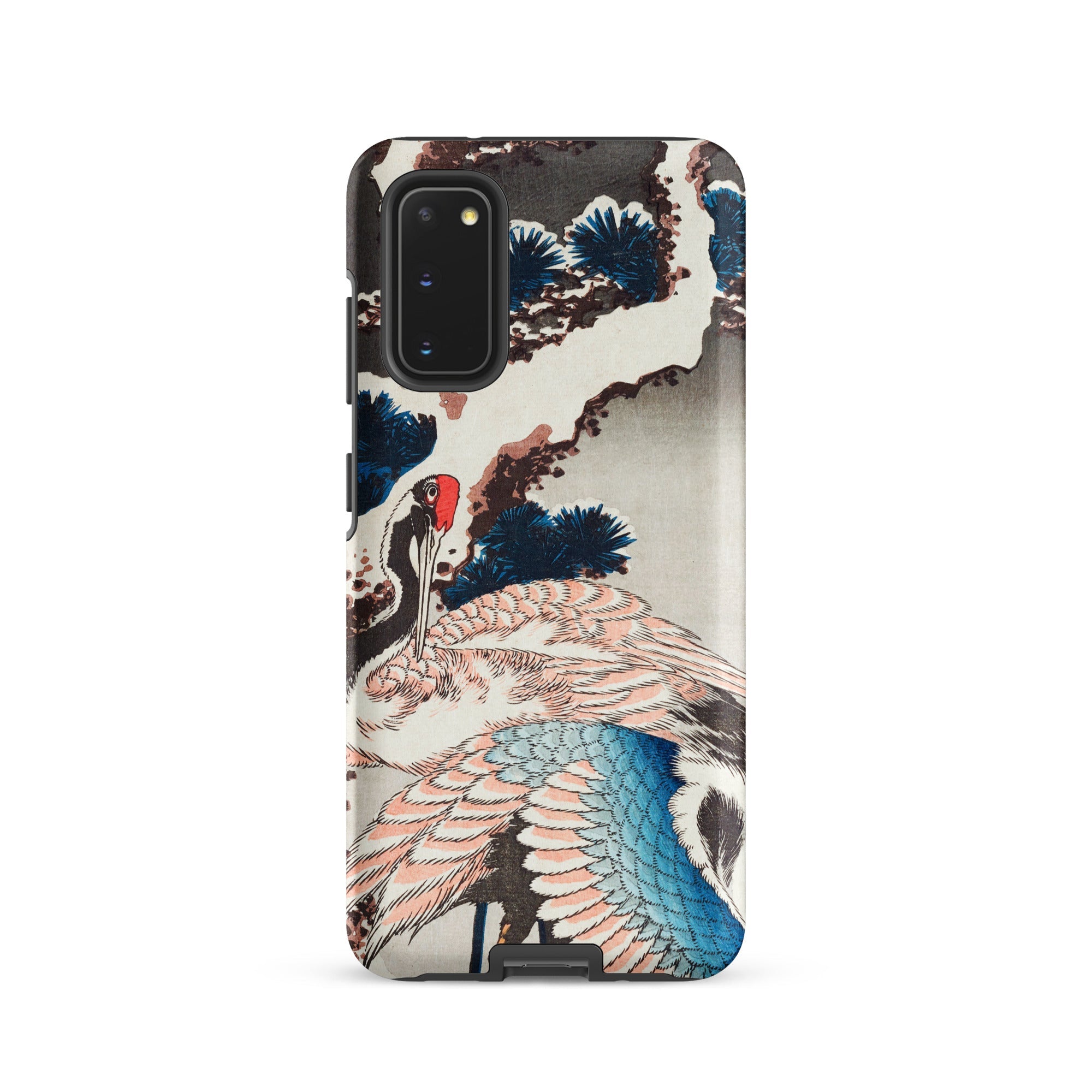 Cranes on a Snowy Tree Hokusai Samsung Case, Galaxy S20 / Matte, Smartphone Case Artistic Depiction Cranes Pine Trees