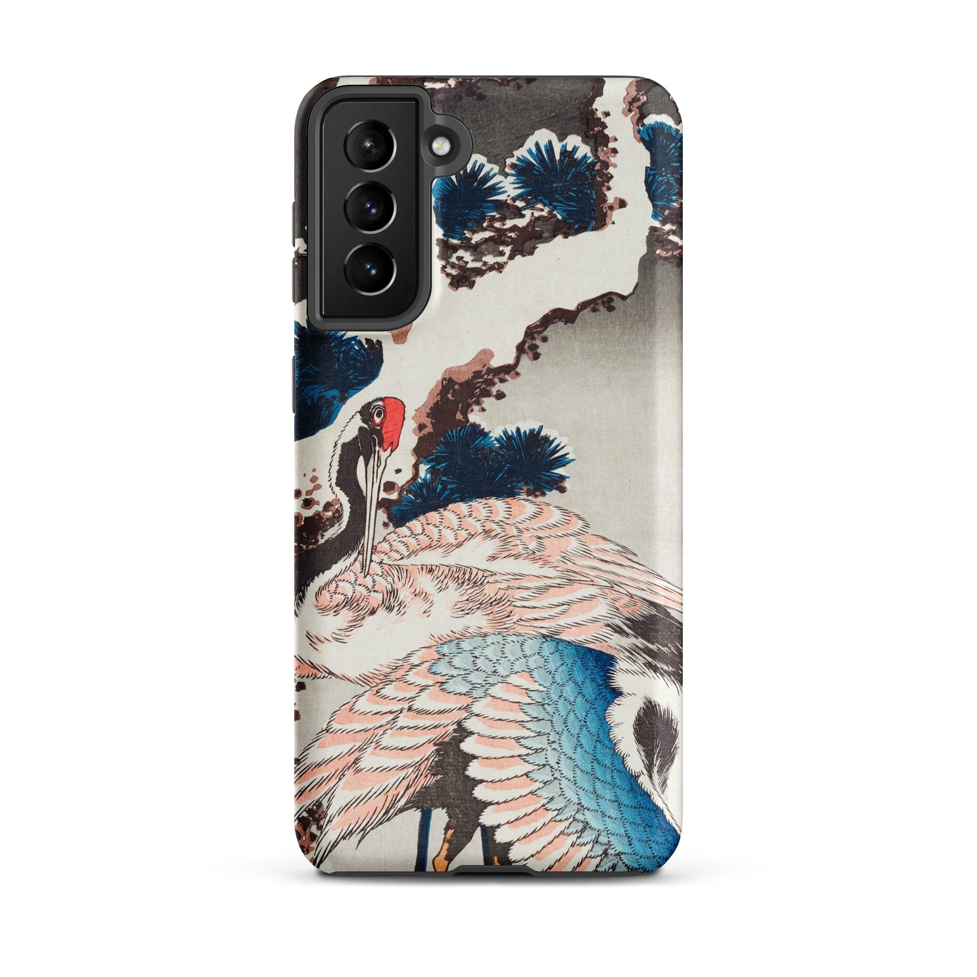 Cranes on a Snowy Tree Hokusai Samsung Case, Galaxy S21 Plus / Matte, Smartphone Case Japanese Crane Art Print