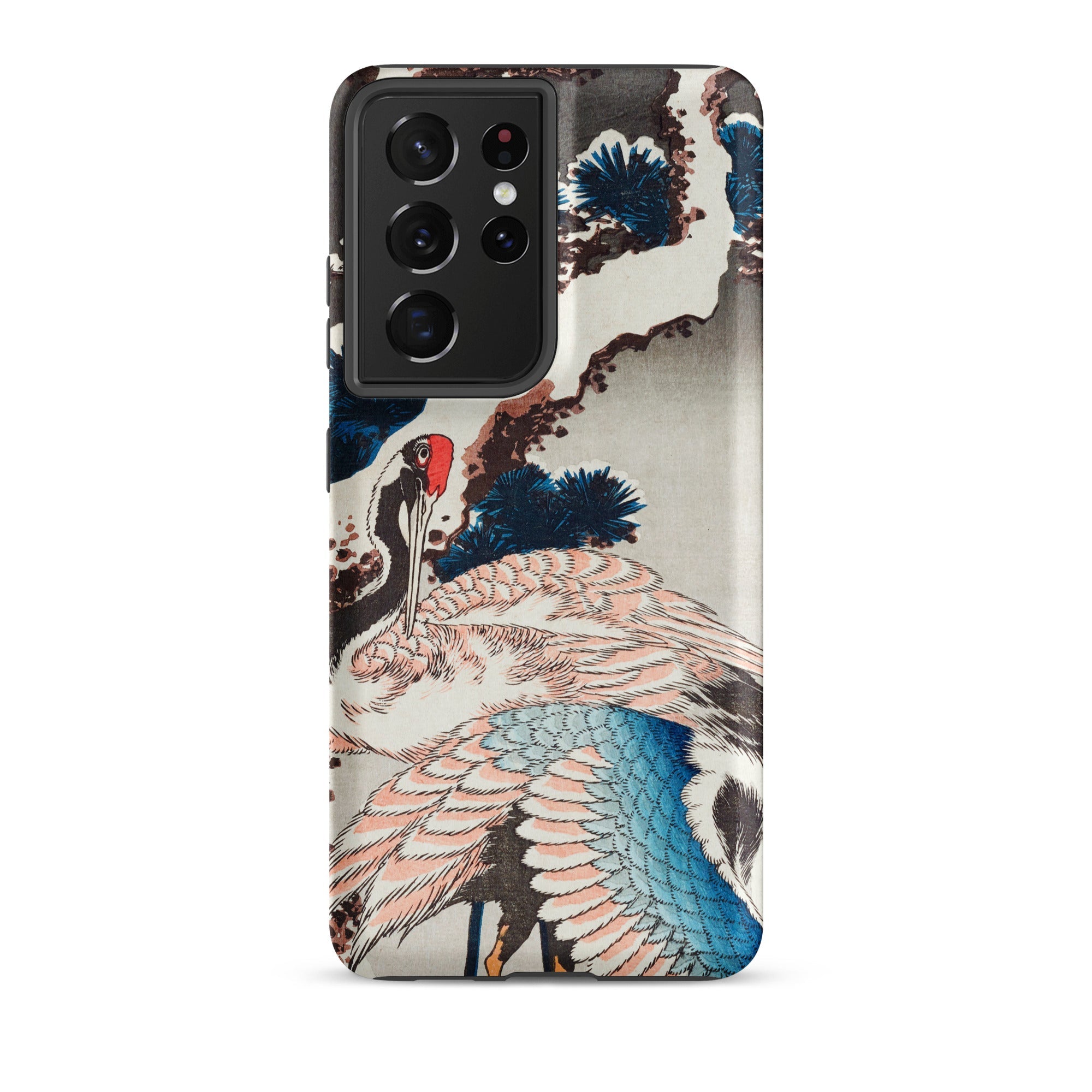 Cranes on a Snowy Tree Hokusai Samsung Case, Galaxy S21 Ultra / Matte, Smartphone Decorative Case Crane Design