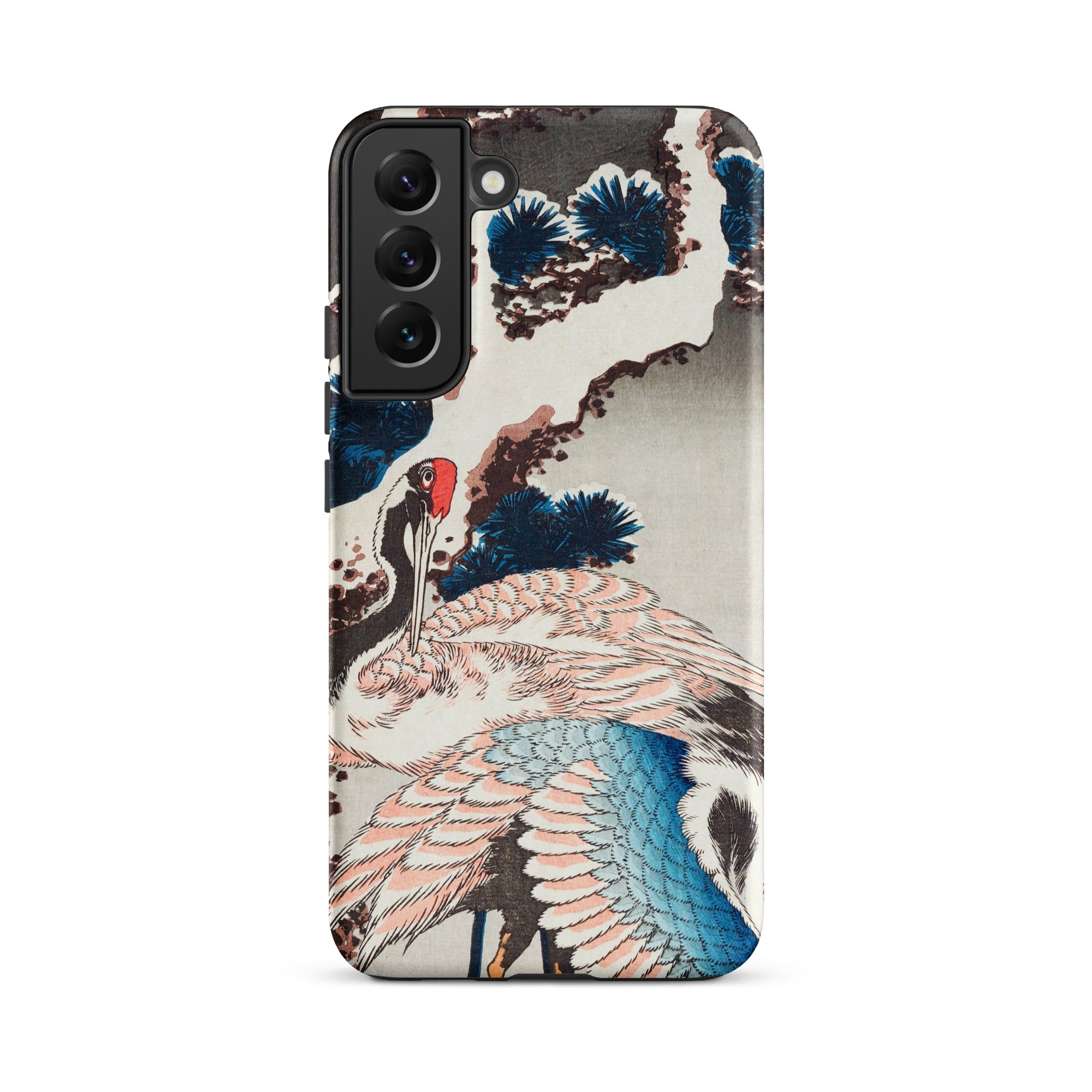Cranes on a Snowy Tree Hokusai Samsung Case, Galaxy S22 Plus / Matte, Smartphone Case Japanese Crane Pine Tree Design