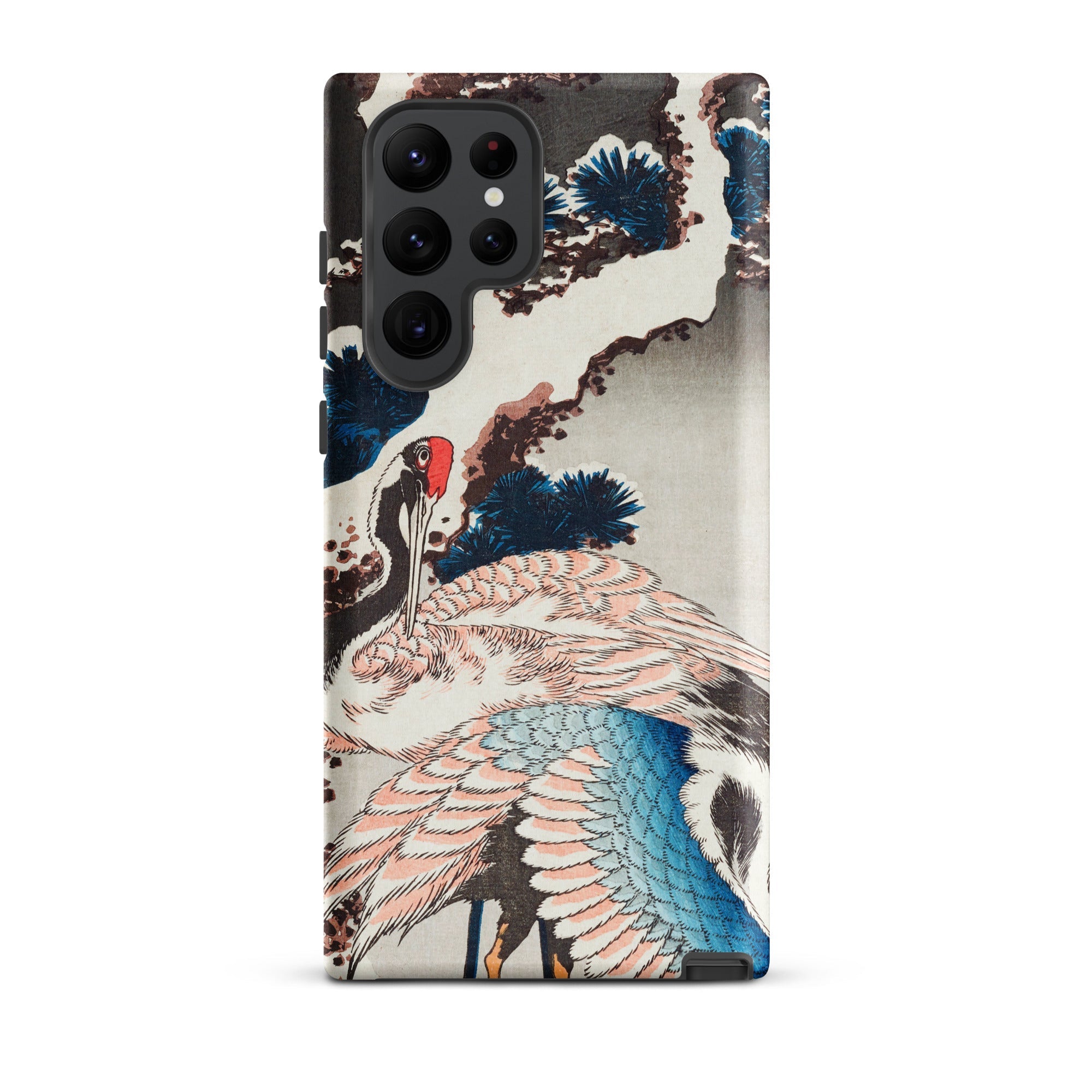 Cranes on a Snowy Tree Hokusai Samsung Case, Galaxy S22 Ultra / Matte, Smartphone Case Red Crowned Crane Pine Tree Design