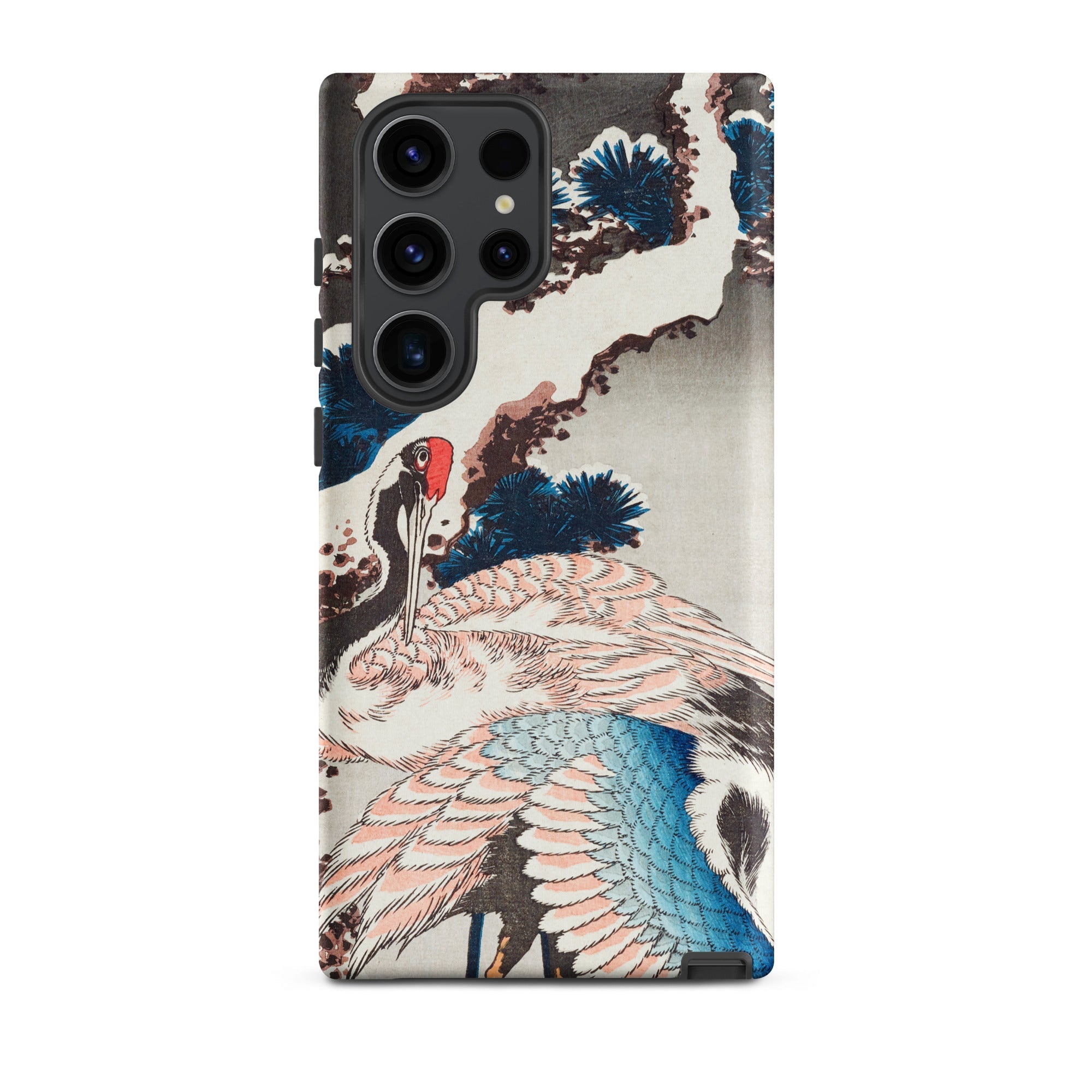Cranes on a Snowy Tree Hokusai Samsung Case, Galaxy S23 Ultra / Matte, Smartphone Case Japanese Crane Art Print