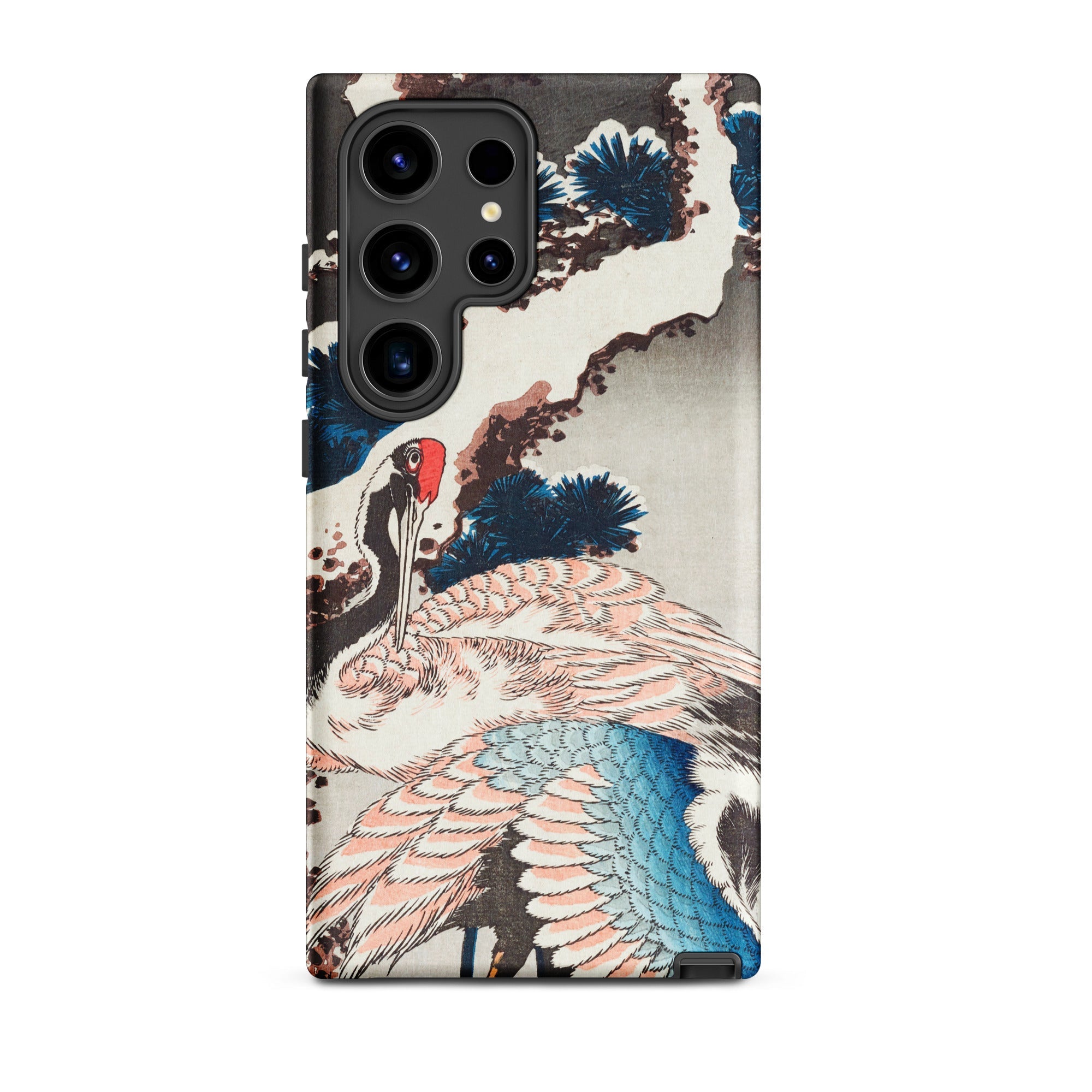 Cranes on a Snowy Tree Hokusai Samsung Case, Galaxy S24 Ultra / Matte, Smartphone Case Japanese Crane Pine Tree Design
