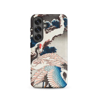 Cranes on a Snowy Tree - Hokusai Samsung Case, Galaxy S25 / Matte, Smartphone Case Japanese-style Painting Two Cranes Pine Trees