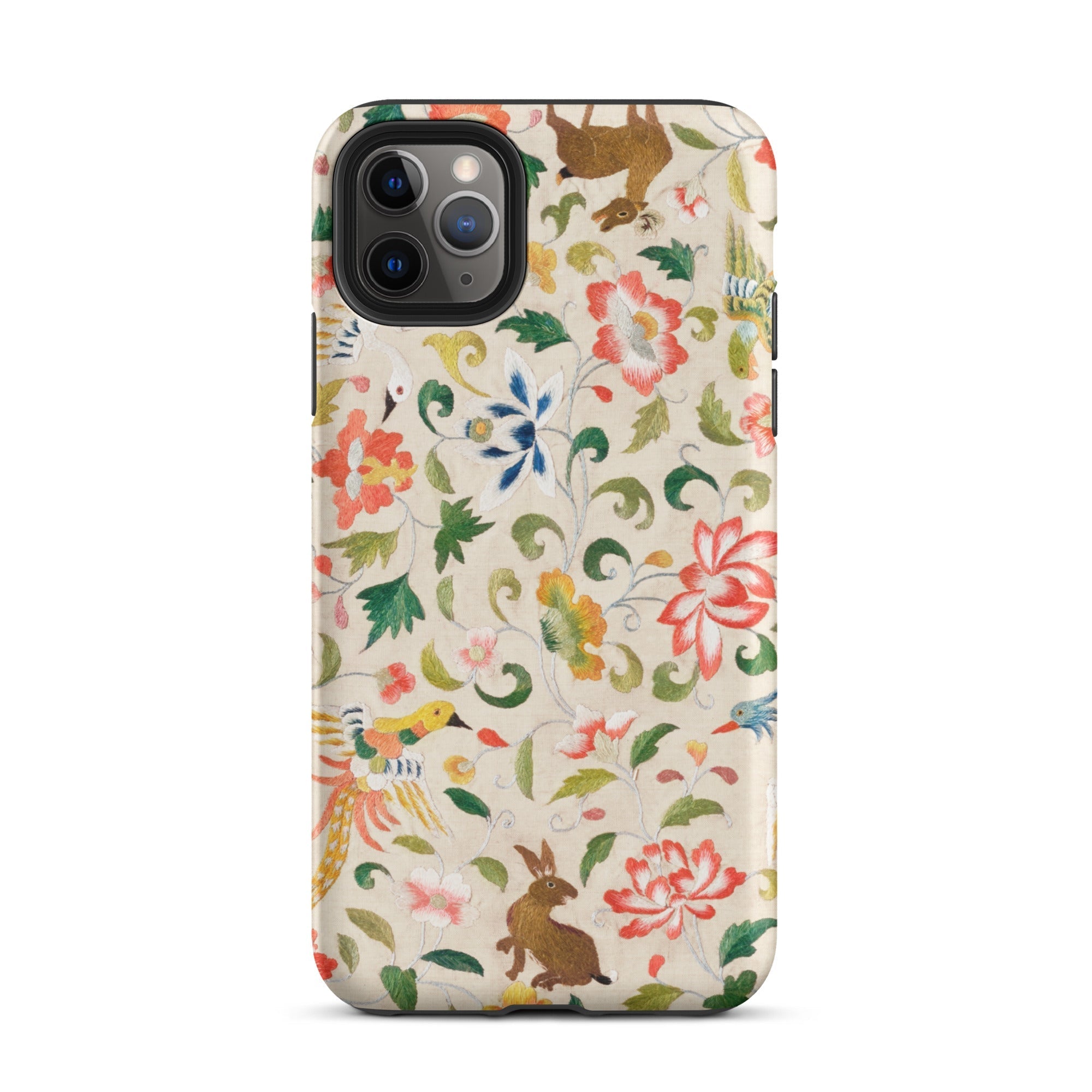 Crittersweet Symphony Asian Fabric Art Iphone Case, 11 Pro Max / Matte, Floral Fauna Patterned Phone Case
