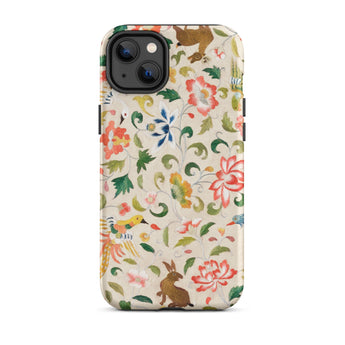 Crittersweet Symphony - Asian Fabric Art Iphone Case, 14 Plus / Matte, Floral Animal Patterned Phone Case