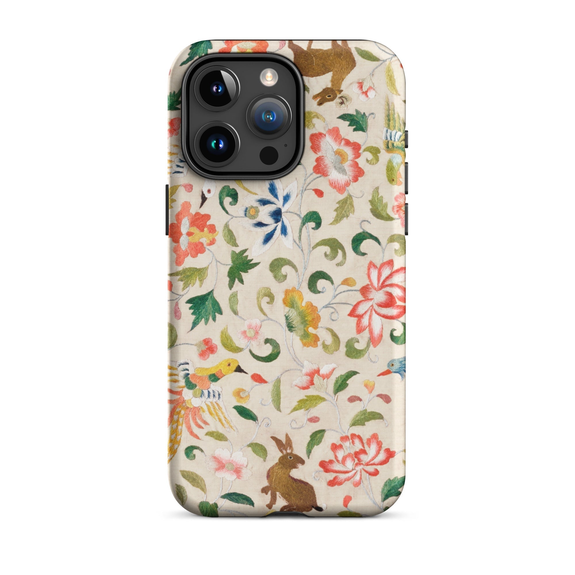 Crittersweet Symphony Asian Fabric Art Iphone Case, 15 Pro Max / Matte, Floral Patterned Phone Case