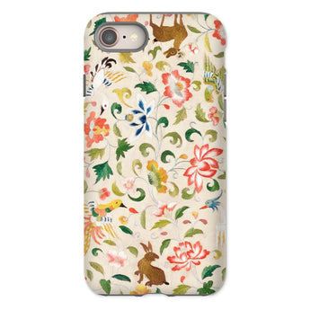 Crittersweet Symphony - Asian Fabric Art Iphone Case, 8 / Matte, Floral Animal Patterned Phone Case Colorful Whimsical Design