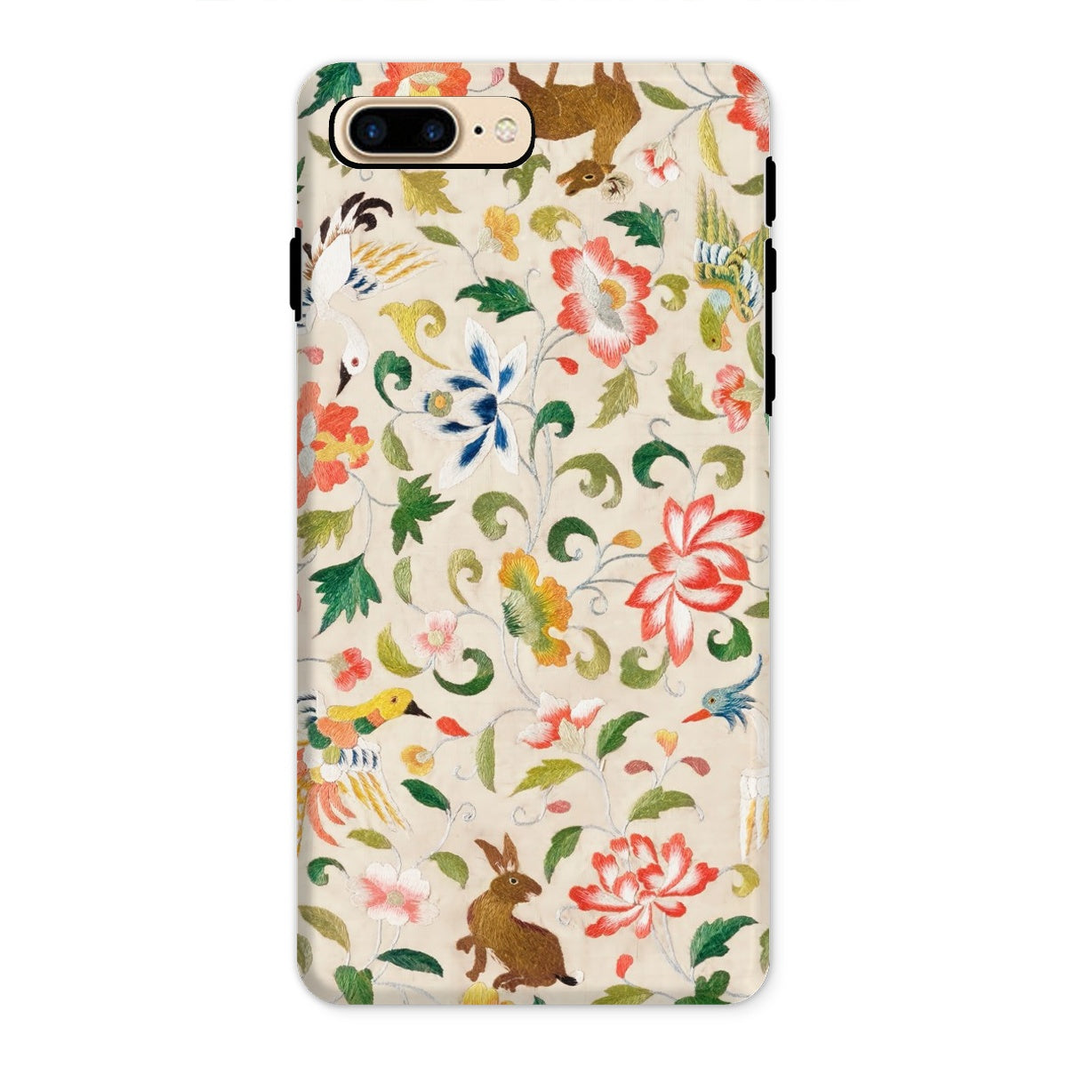 Crittersweet Symphony Asian Fabric Art Iphone Case, 8 Plus / Matte, Floral Patterned Phone Case Colorful Flowers Leaves Small