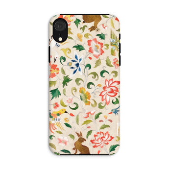 Crittersweet Symphony - Asian Fabric Art Iphone Case, Xr / Matte, Floral Patterned Phone Case Colorful Flowers Leaves Small
