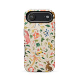 Crittersweet Symphony - Asian Fabric Art Phone Case Iphone 17 Air / Matte Beige Floral Animal Print Phone Case Matte Finish Crittersweet