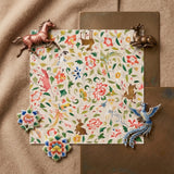 Crittersweet Symphony - Asian Fabric Art Print / Canvas Square Piece Paper Vibrant Intricate Floral Animal Pattern Crittersweet Symphony,