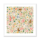Crittersweet Symphony Asian Fabric Art Print, Floral Pattern Monkeys Leopards Among Colorful Blooms Foliage