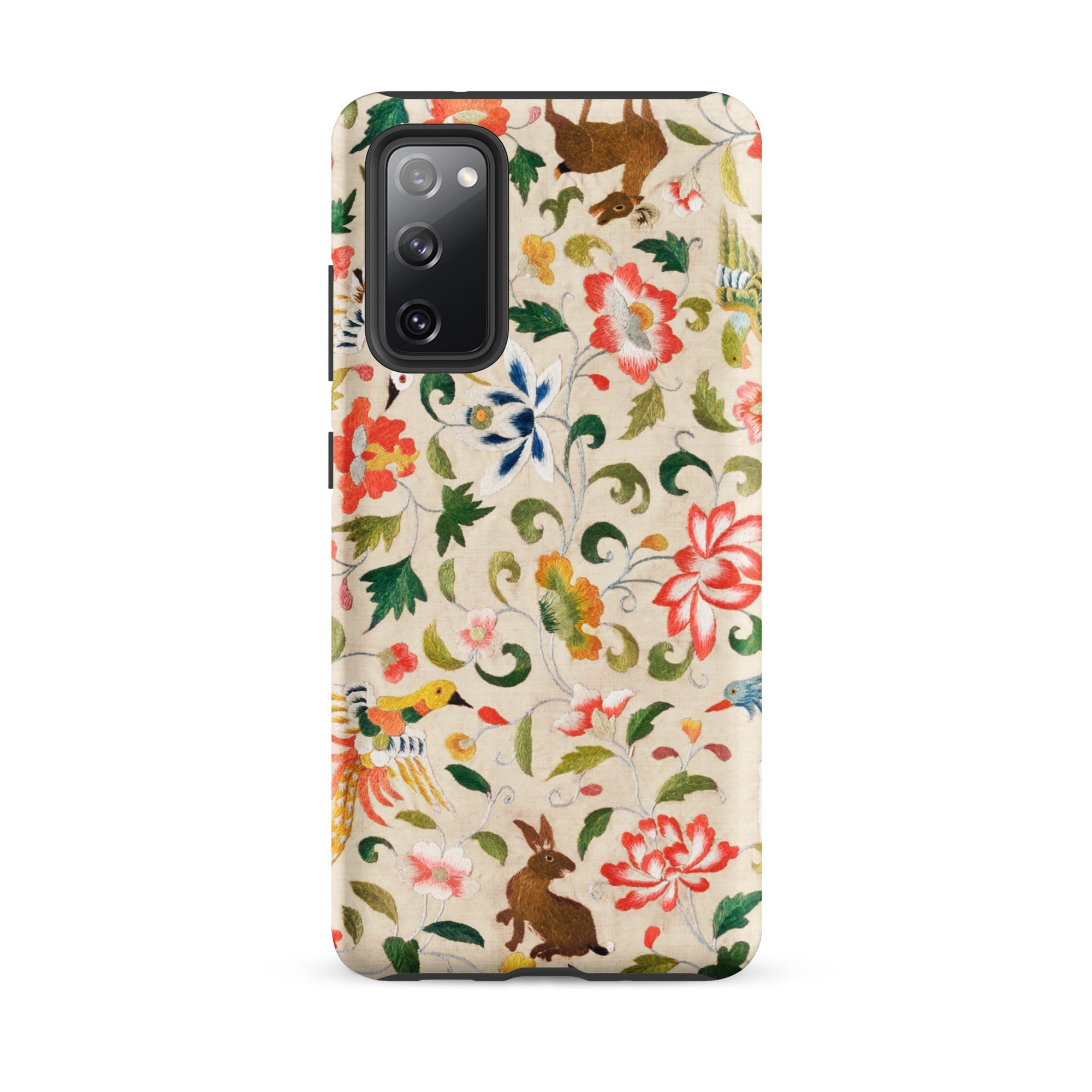 Crittersweet Symphony Asian Fabric Art Samsung Case, Galaxy S20 Fe / Matte, Smartphone Floral Animal Pattern Case