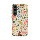 Crittersweet Symphony - Asian Fabric Art Samsung Case, Galaxy S24 Plus / Matte, Smartphone Case Floral Animal Pattern