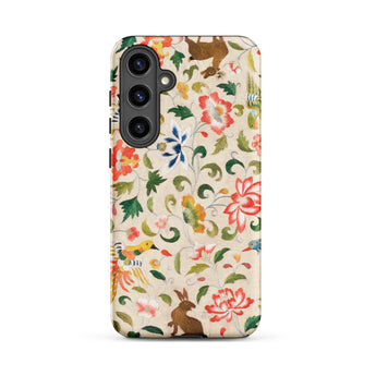 Crittersweet Symphony - Asian Fabric Art Samsung Case, Galaxy S24 Plus / Matte, Smartphone Case Floral Animal Pattern