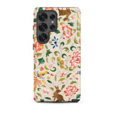 Crittersweet Symphony - Asian Fabric Art Samsung Case, Galaxy S25 Ultra / Matte, Phone Case Colorful Floral Animal Pattern