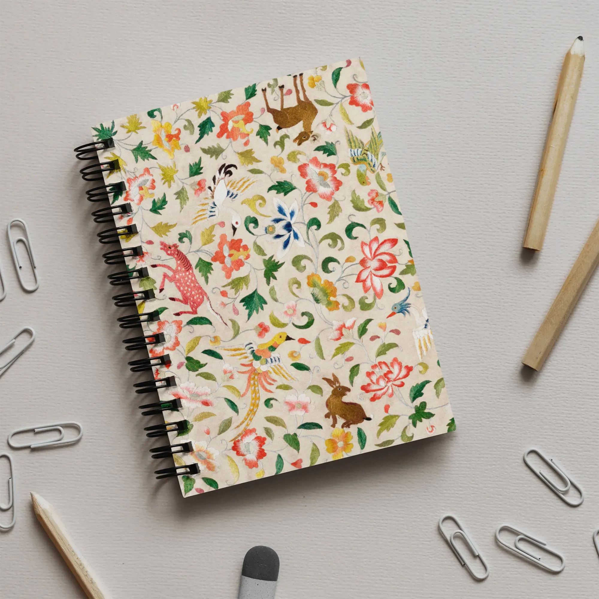 Crittersweet Symphony - Decorative Asian Fabric Art Notebook - Notebooks & Notepads - Aesthetic Art