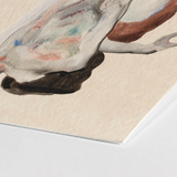 Crouching Nude in Shoes and Black Stockings - Egon Schiele Art Print / Canvas Watercolor Painting Textured Paper Abstracted Human Forms
