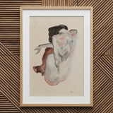 Crouching Nude in Shoes and Black Stockings - Egon Schiele Art Print / Canvas, Crouching Nude, Black Stockings, Shoulders Sealed Shut,