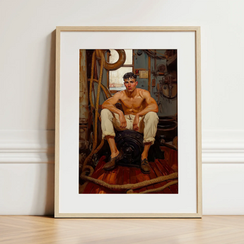 Cruising - Gay Navy Sea Queen Art Print / Canvas, 12x16’’ / 31x41cm / Natural Frame / Matboard, Posters Prints & Visual Artwork, Toby Leon