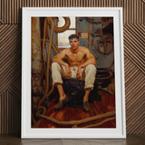 Cruising - Gay Navy Sea Queen Art Print / Canvas Framed Painting Muscular Man White Trousers Brown Boots Gay Navy Sea, Sea Queen, Queen Art