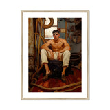 Cruising - Gay Navy Sea Queen Art Print, Framed Painting Shirtless Sailor Maritime Equipment
